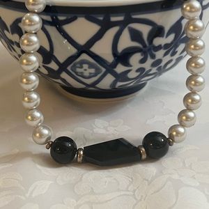 Pre-owned black, silver and grey necklace. Approximately 20”